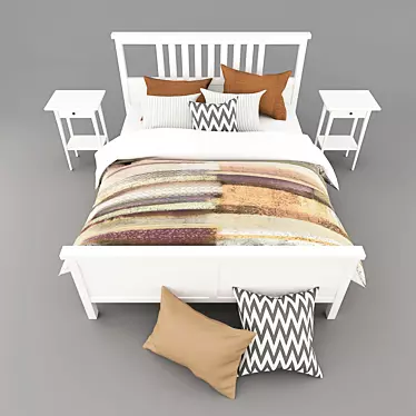 IKEA HEMNES White Bed - Modern and Spacious 3D model image 1 