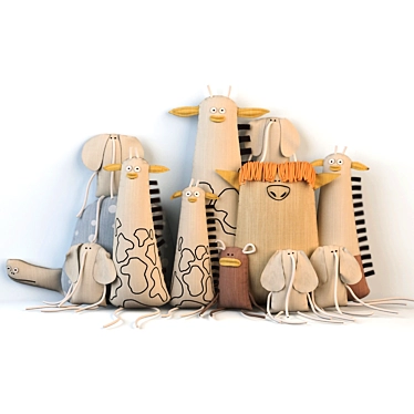 Adorable Textile Animal Toys 3D model image 1 