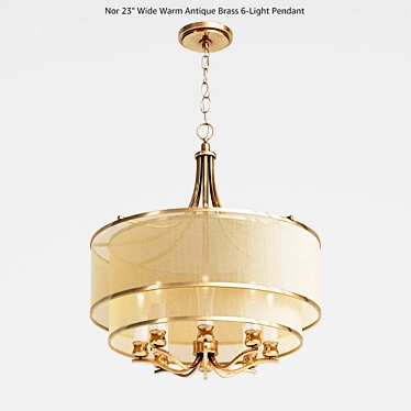 Antique Brass 6-Light Pendant: Nor 3D model image 1 