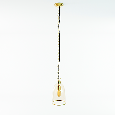 Vintage Brass and Glass Pendant 3D model image 1 