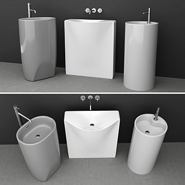 Modern Freestanding Washbasin Set 3D model image 1 