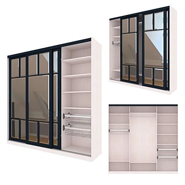 Modern Sliding Wardrobe with Mirrored Doors 3D model image 1 
