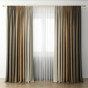 Elegant Window Drapes 3D model image 1 