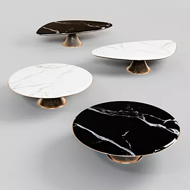 Sleek Marble Gehry Coffee Tables 3D model image 1 