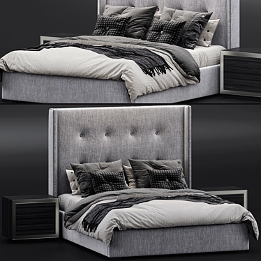 Luxury Tompkins Box Tufted Bed 3D model image 1 