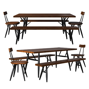Modern Artek Pirkka Collection: Table, Chair, Bench 3D model image 1 