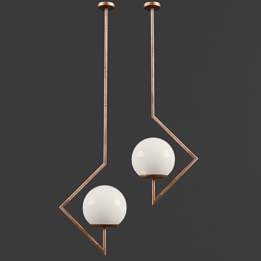 Copper Pipe Pendant Light 3D model image 1 
