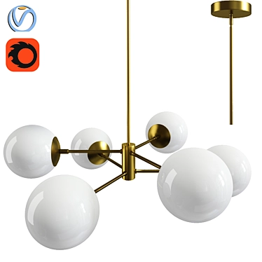 Satin Brass Modern Pendant Chandelier 3D model image 1 