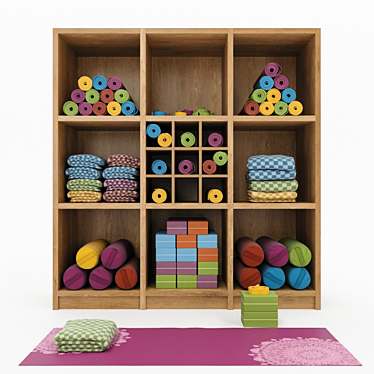 Yoga Storage Rack: Colorful & Monochrome Options 3D model image 1 