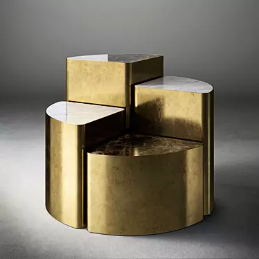 Marble Brass 4-Level Table 3D model image 1 