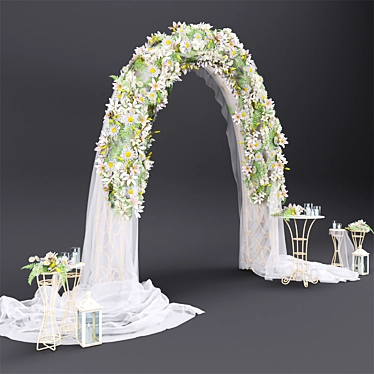 Elegant Floral Wedding Arch 3D model image 1 