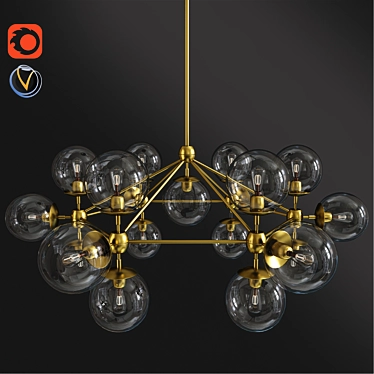 Modo 6-Sided Chandelier: Elegant 19-Globe Design 3D model image 1 