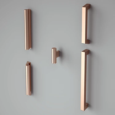 Copper Handle Collection: Versatile Furniture Accessories 3D model image 1 