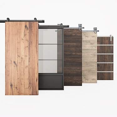 Rustic Aspen Barn Door Set 3D model image 1 