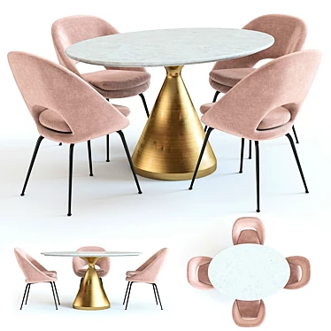 Modern Dining Set: Silhouette Table & Orb Chairs 3D model image 1 