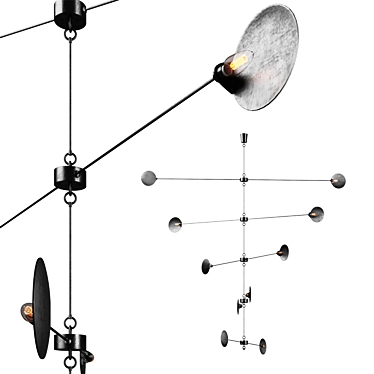 Calder-inspired Handcrafted Steel Chandelier 3D model image 1 