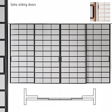 Sleek Soho Sliding Doors by Rimadesio. 3D model image 1 