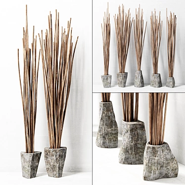 Elegant Vase Decor with Branches 3D model image 1 