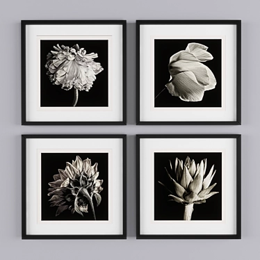 Title: Modern Floral Framed Print 3D model image 1 