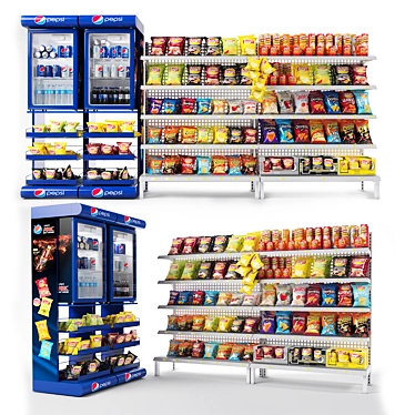 Mall Snack & Beverage Display Stand 3D model image 1 