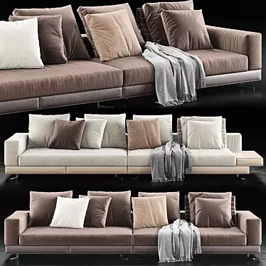 Elegant Minotti Saddle-Hide Sofa 3D model image 1 