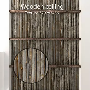 Rustic Wood Beam Ceiling 3D model image 1 