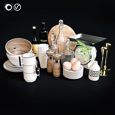 Sleek Kitchen Essentials Set 3D model image 1 