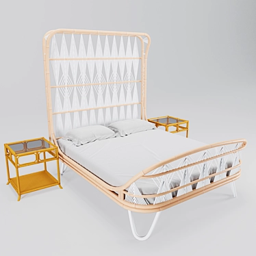 Luxury Ara Bed & Regeant Side Table 3D model image 1 