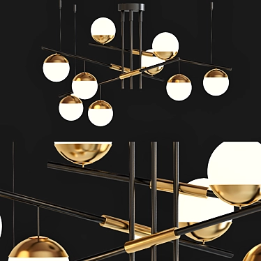 Elegant Metal & Glass Chandelier 3D model image 1 