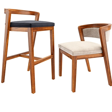 Elegant Venus Bar Stool & Dining Chair 3D model image 1 