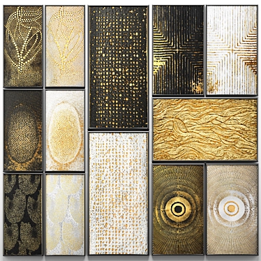 Gold Luxe Wall Art Collection 3D model image 1 