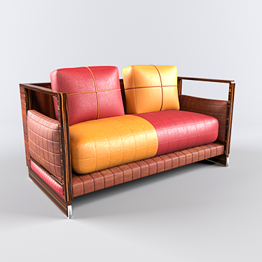 Title: Sleek Leather Sofa - 159cm 3D model image 1 