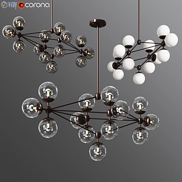 Modo Chandelier - Diamond 13 Globes for Modern Spaces 3D model image 1 