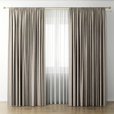 Elegant Curtain Panels 3D model image 1 