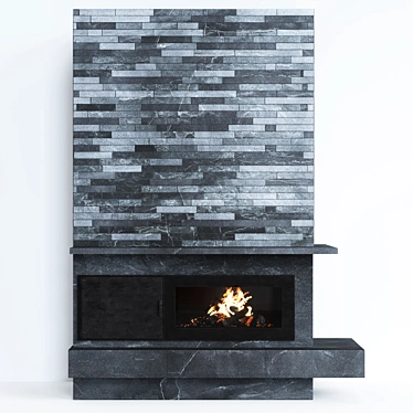 Sleek Stone Fireplace 3D model image 1 