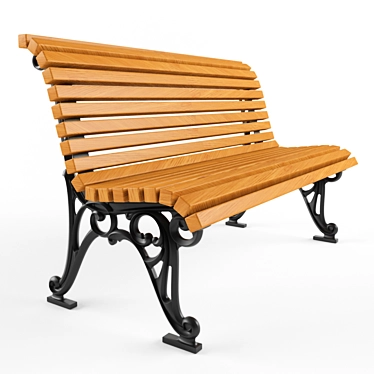 Cast Iron and Wooden Street Bench 3D model image 1 