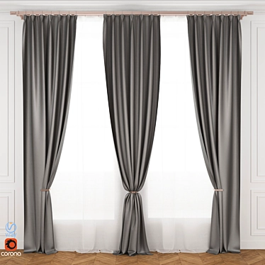 Gray Satin Blind with Copper Accents 3D model image 1 