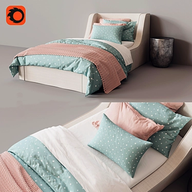 Title: WYNNE Slipcovered Bed: Timeless Elegance for Your Bedroom! 3D model image 1 