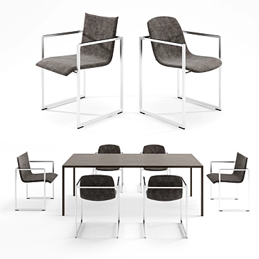ARCO Frame Chair Set with Slim Table 3D model image 1 