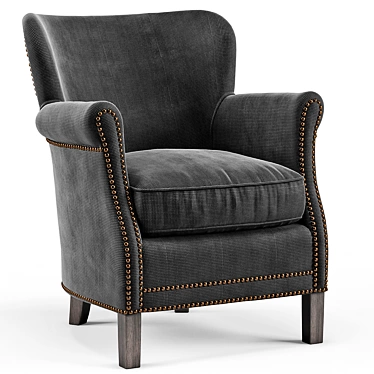 Elegant Belgian Club Chair with Nailheads 3D model image 1 