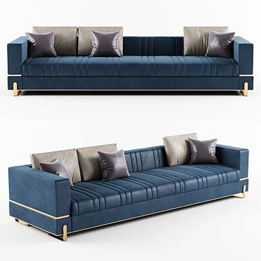Luxury Grand 3-Seater Sofa: Elegant Design & Comfort 3D model image 1 