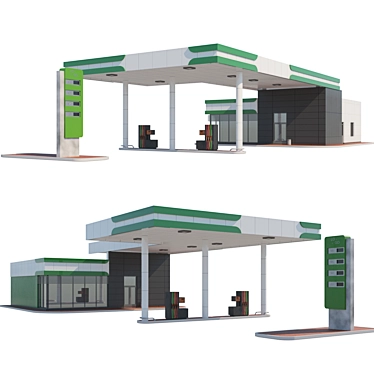 Convenient Gas Station with Shop 3D model image 1 