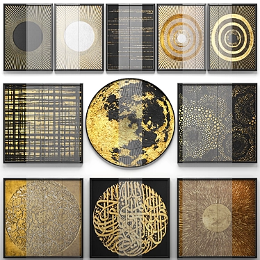 Gold Luxe Wall Decor: Modern Paintings Collection 3D model image 1 