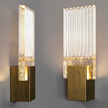Pleated Glass Sconce: French Artistry in Lighting 3D model image 1 