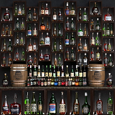 Alcohol Display Shelf Set 3D model image 1 
