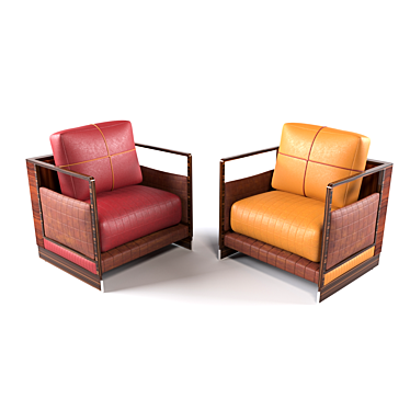 Sleek Leather Sofa, Compact Size 3D model image 1 