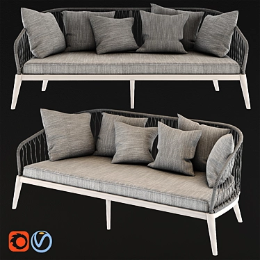 Stylish Gray Woven Cord Garden Sofa 3D model image 1 