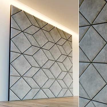 Title: Metal-trimmed Soft Panel for Decorative Walls 3D model image 1 