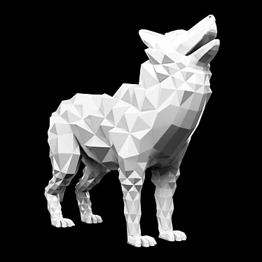 Modern Wolf Statue Sculpture 3D model image 1 