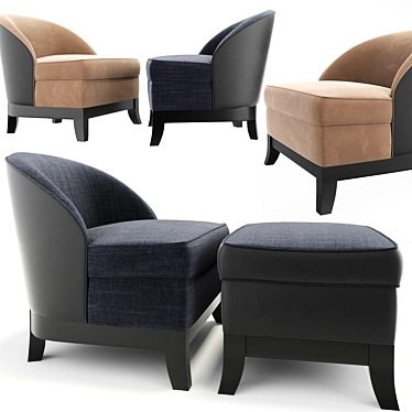 Elegant Ammi Armchair With Ottoman 3D model image 1 